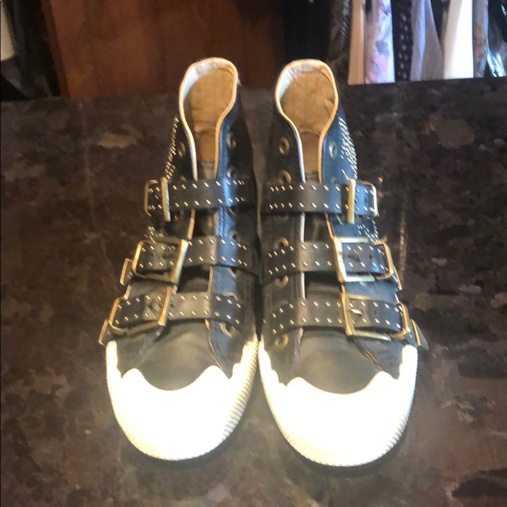 Chloe Kyle black leather studded high top sneakers